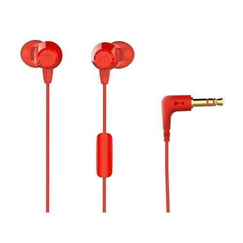 JBL C50HI, Wired in Ear Headphones with Mic, One Button Multi-Function Remote, Lightweight & Comfortable fit (Red)