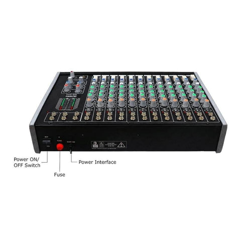 DaBeatz Sm-120E 12 चैनल ऑडियो मिक्सर डिजिटल इको के साथ पार्टियों, स्टेज इफेक्ट्स, शादियों, दिवाली के लिए आपके अवसर को एक प्रभावशाली आउटपुट देता है। (काला)