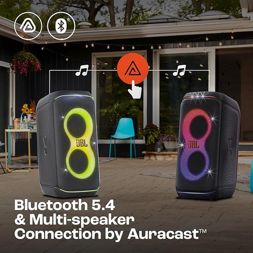 JBL Partybox 120 Wireless Bluetooth 160W Party Speaker, AI Sound Boost, Futuristic Light Show, Upto 12Hrs Playtime,Multispeaker Connection by Auracast, Guitar & Mic Input, Splashproof (Black)