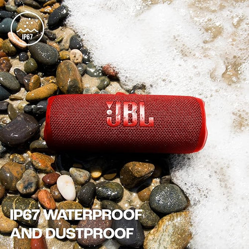 JBL Flip 6 Wireless Portable Bluetooth Speaker Pro Sound, Upto 12 Hours Playtime, IP67 Water & Dustproof, PartyBoost & Personalization by JBP App (without Mic, Red)